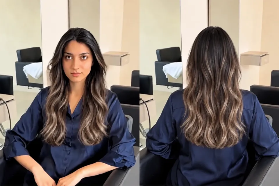 The chosen look, Bronde balayage, from the front and the back
